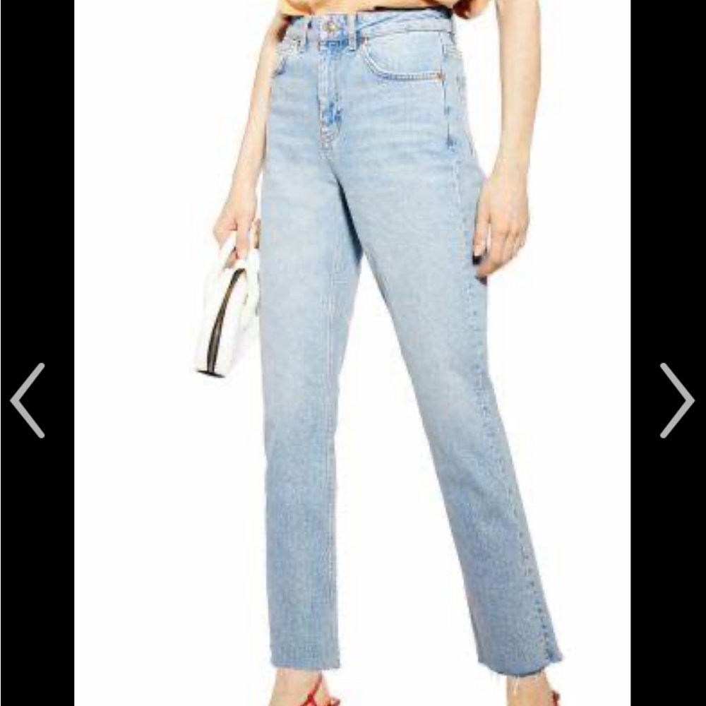 Topshop Light Blue High-Rise Straight Leg Jeans